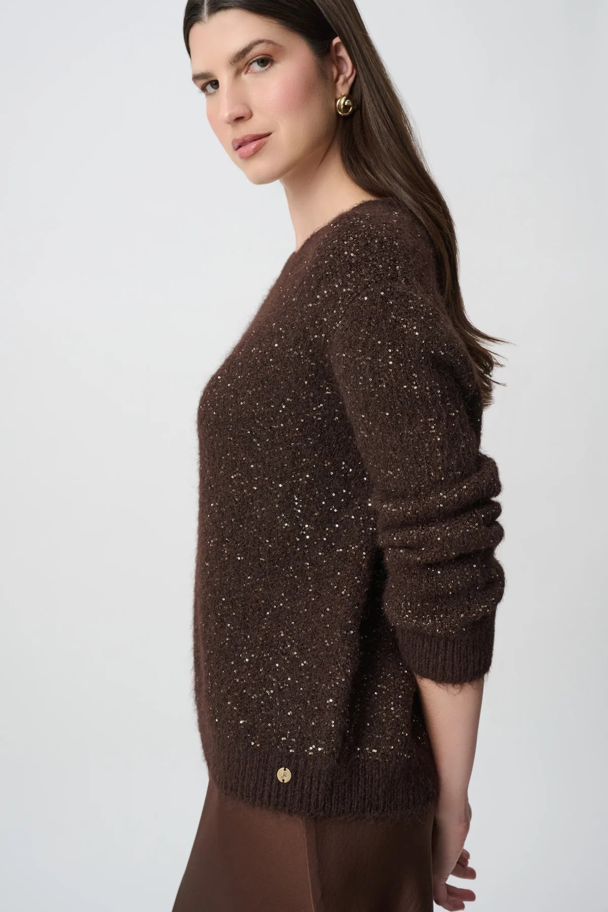 Sequin Yarn Crewneck Sweater, view 2 – Pamela Scott
