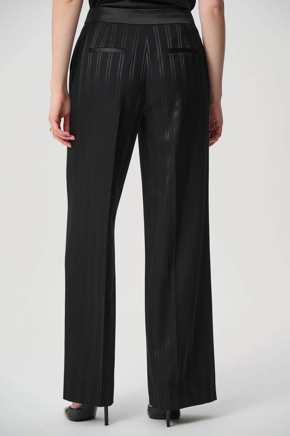 Tailored Striped Wide-Leg Pants, view 4 – Pamela Scott