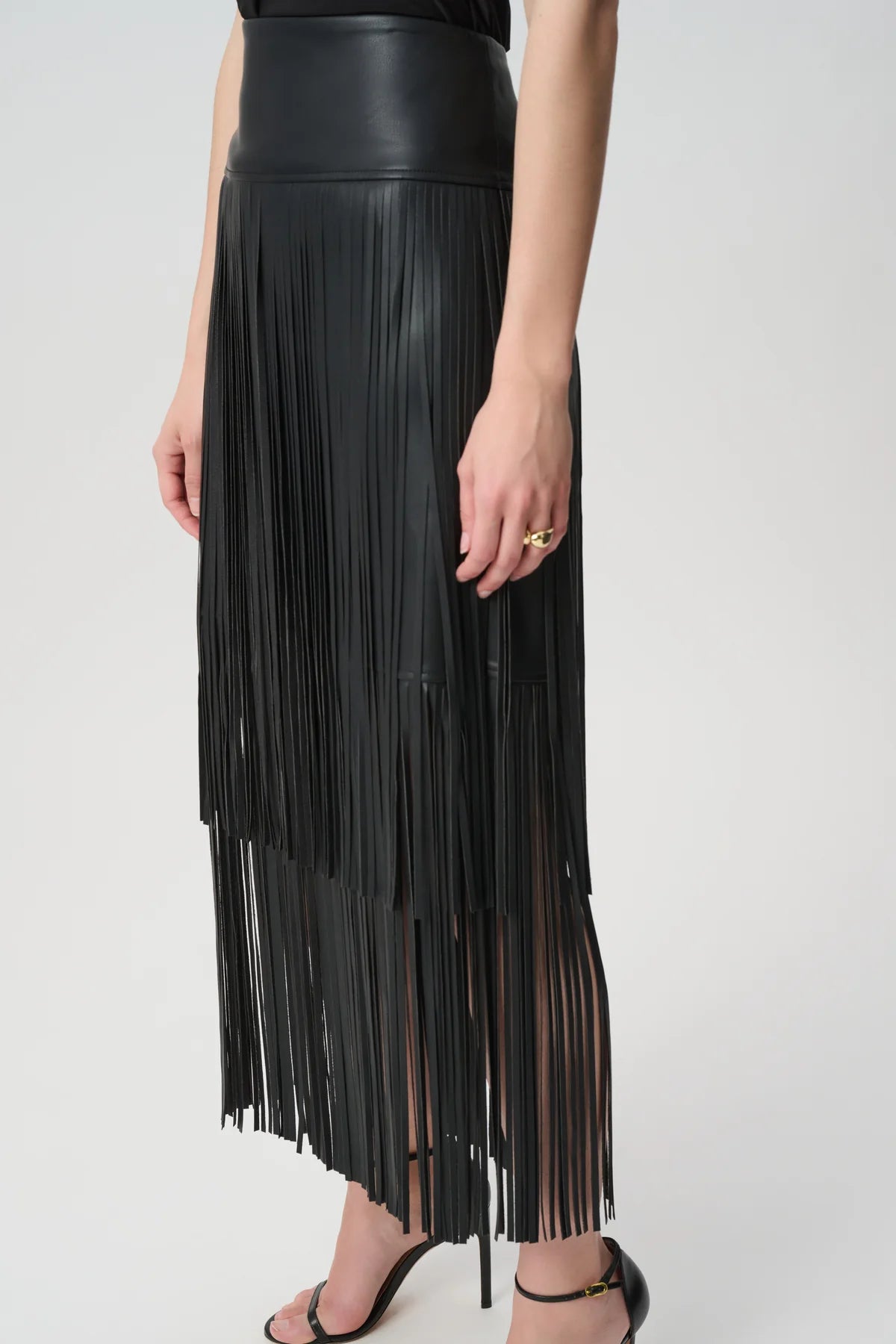 Leatherette Fringe Skirt