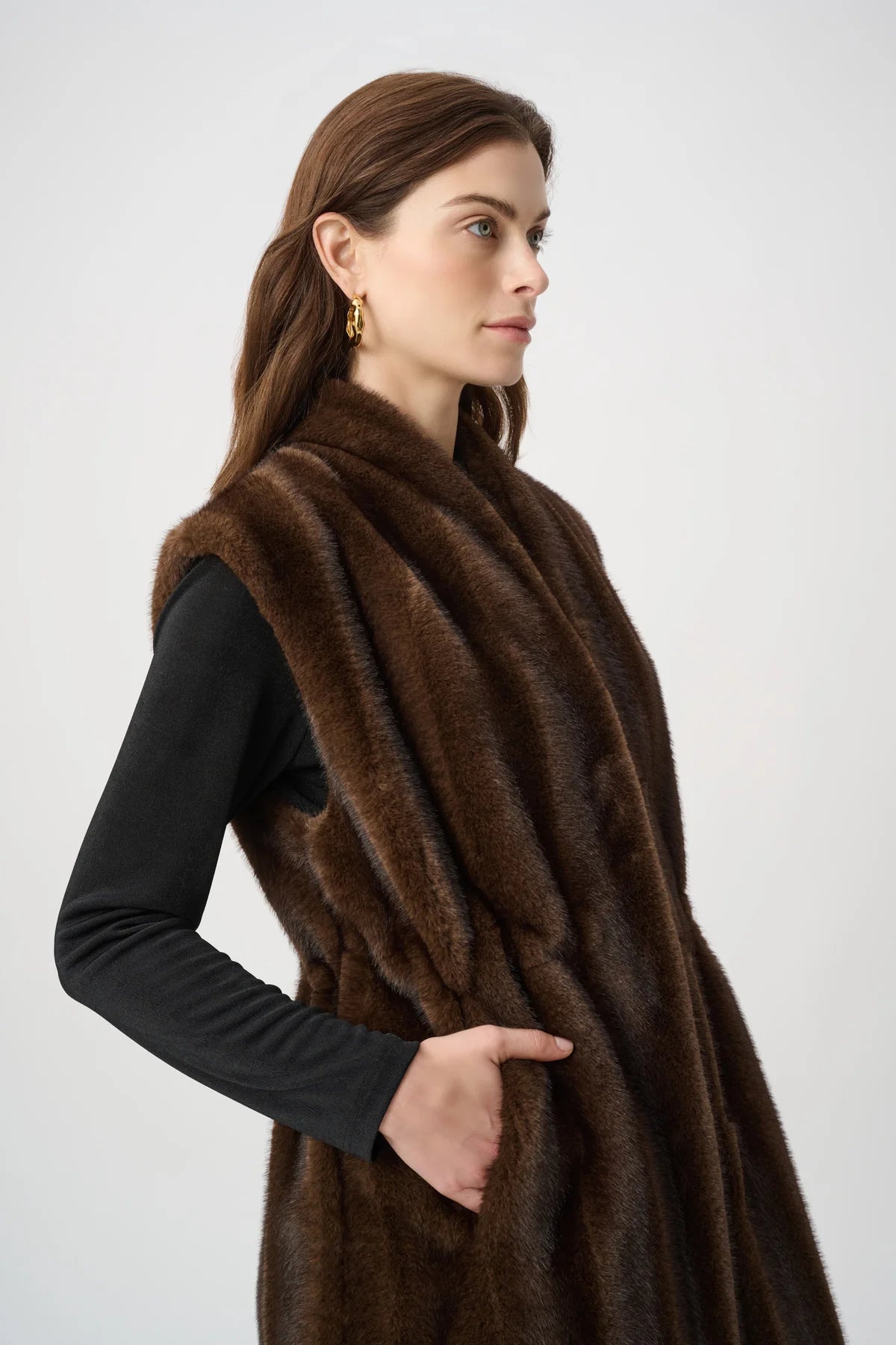 Straight Fit Faux Fur Vest