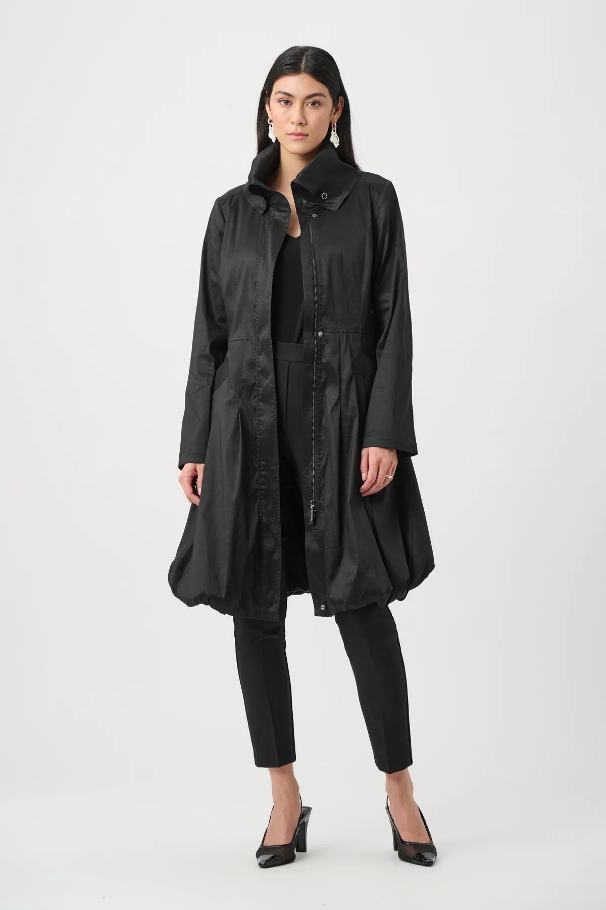 Belted Fit And Flare Balloon Coat