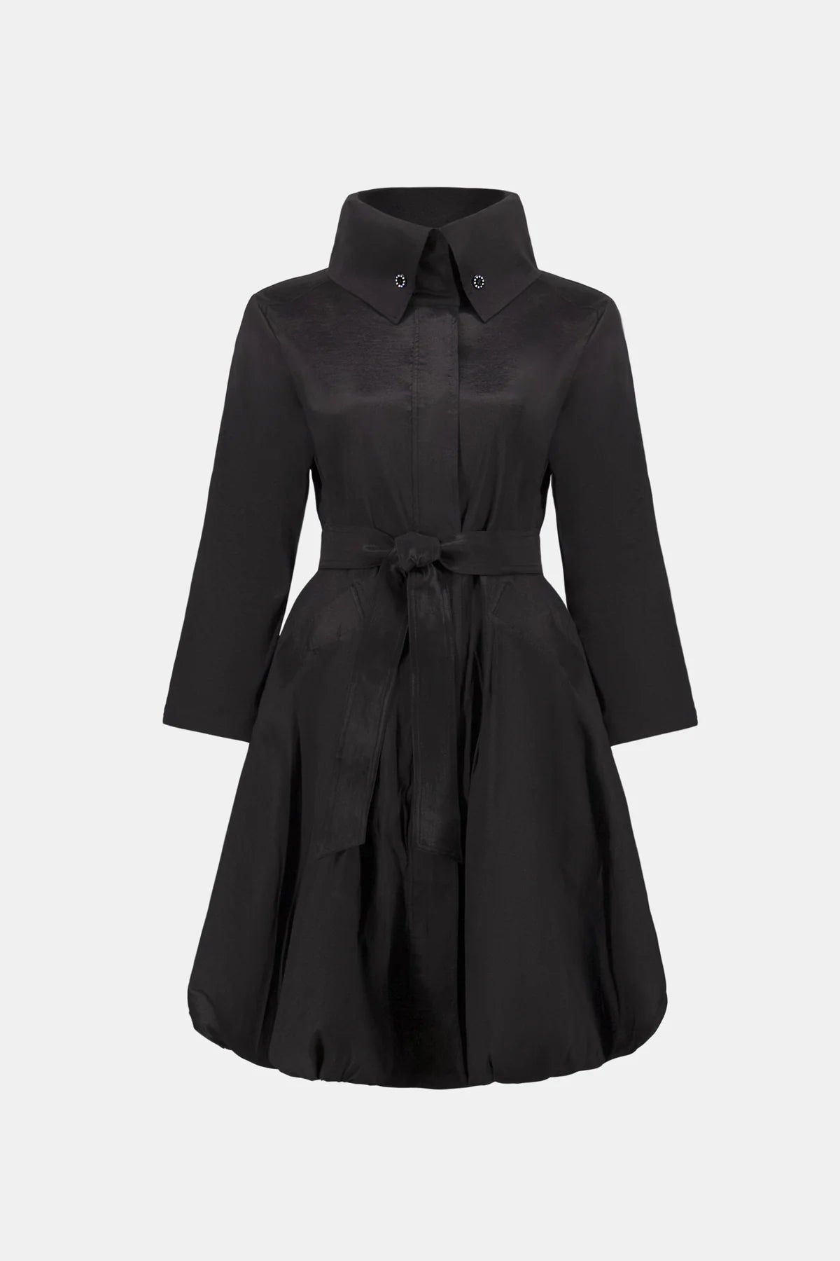 Belted Fit And Flare Balloon Coat