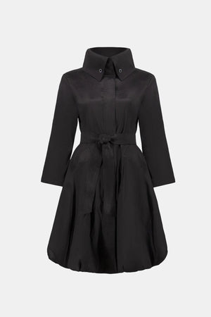 Belted Fit And Flare Balloon Coat