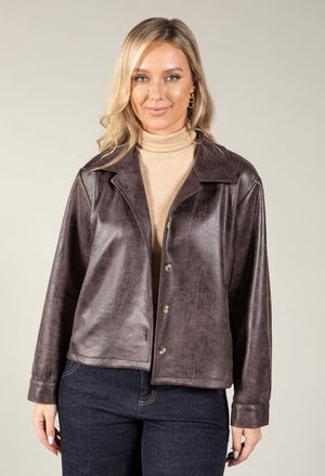 Vintage Look Faux Leather Jacket