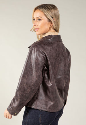 Vintage Look Faux Leather Jacket