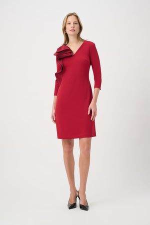 Ruffled Sheath V-neck Dress