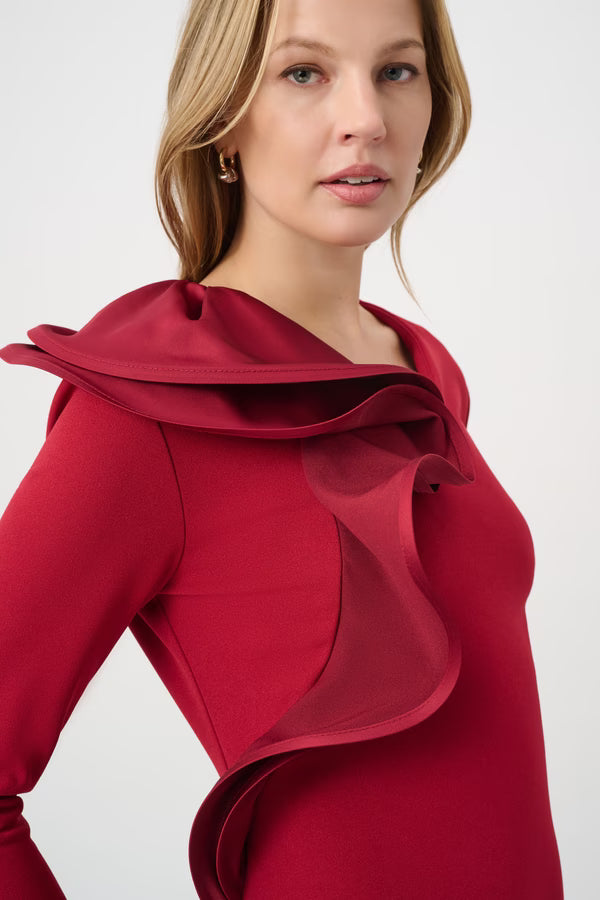 Ruffled Sheath V-neck Dress