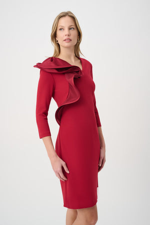 Ruffled Sheath V-neck Dress
