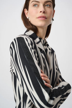 Rhinestone Trim Zebra Print Blazer