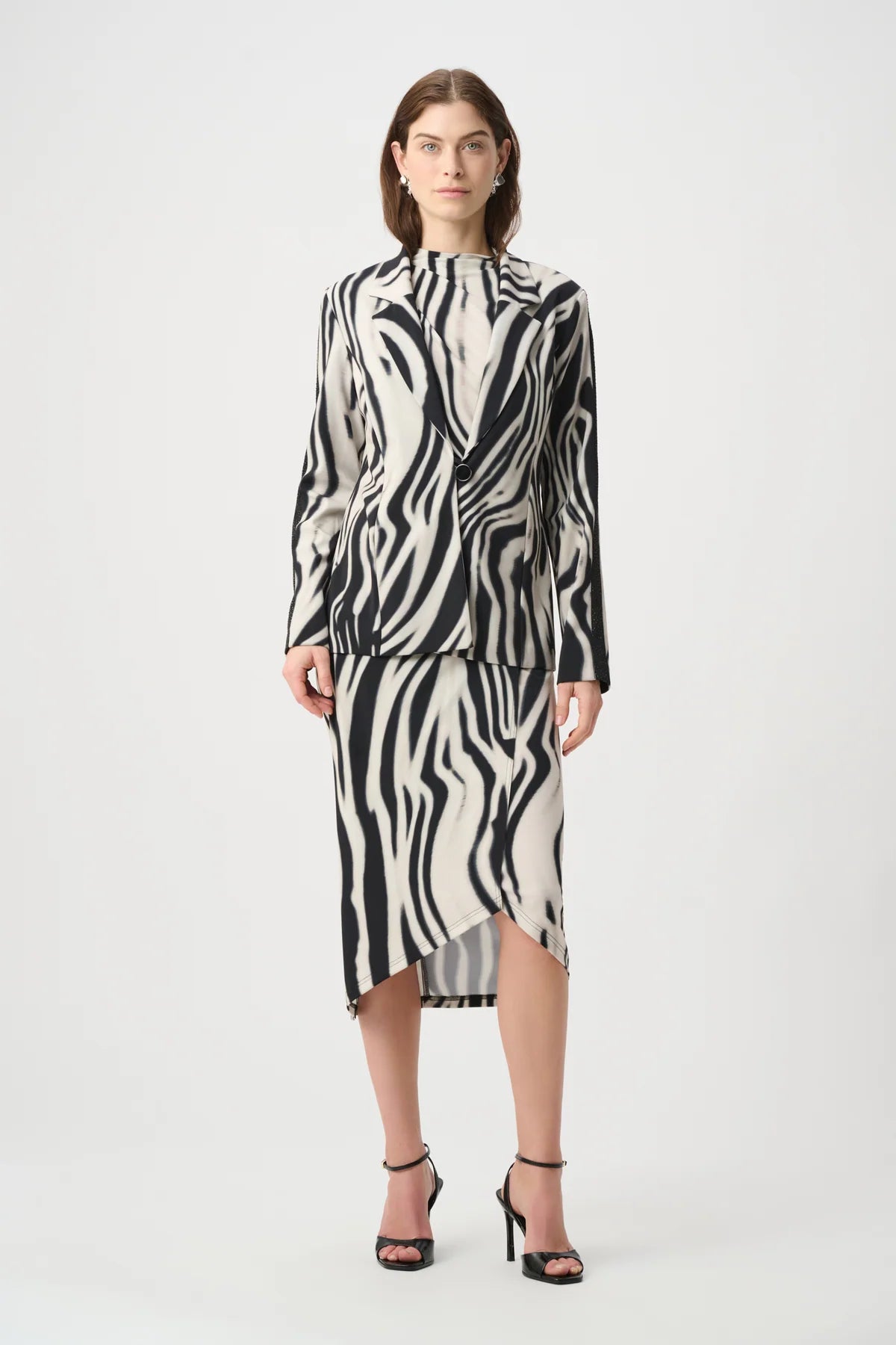 Rhinestone Trim Zebra Print Blazer