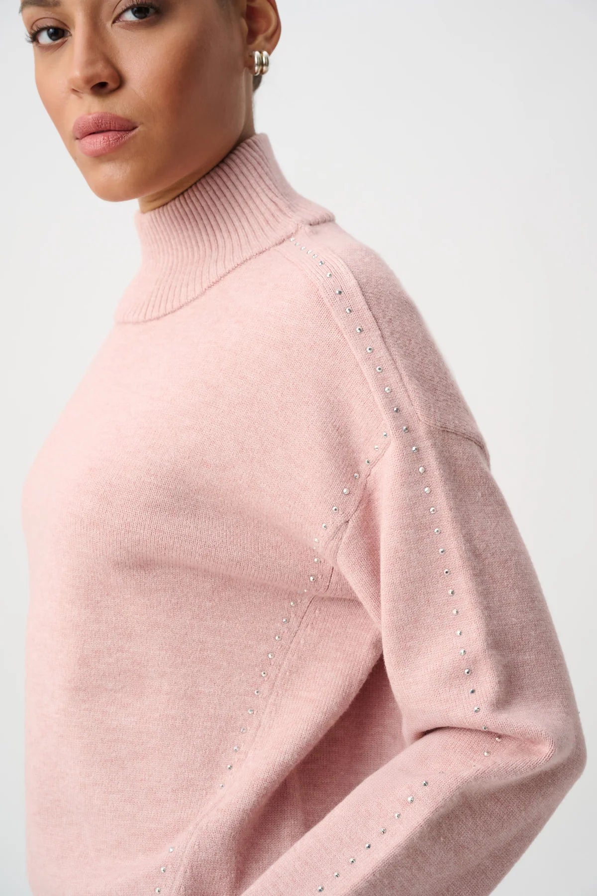 Embellished Mock-Neck Sweater