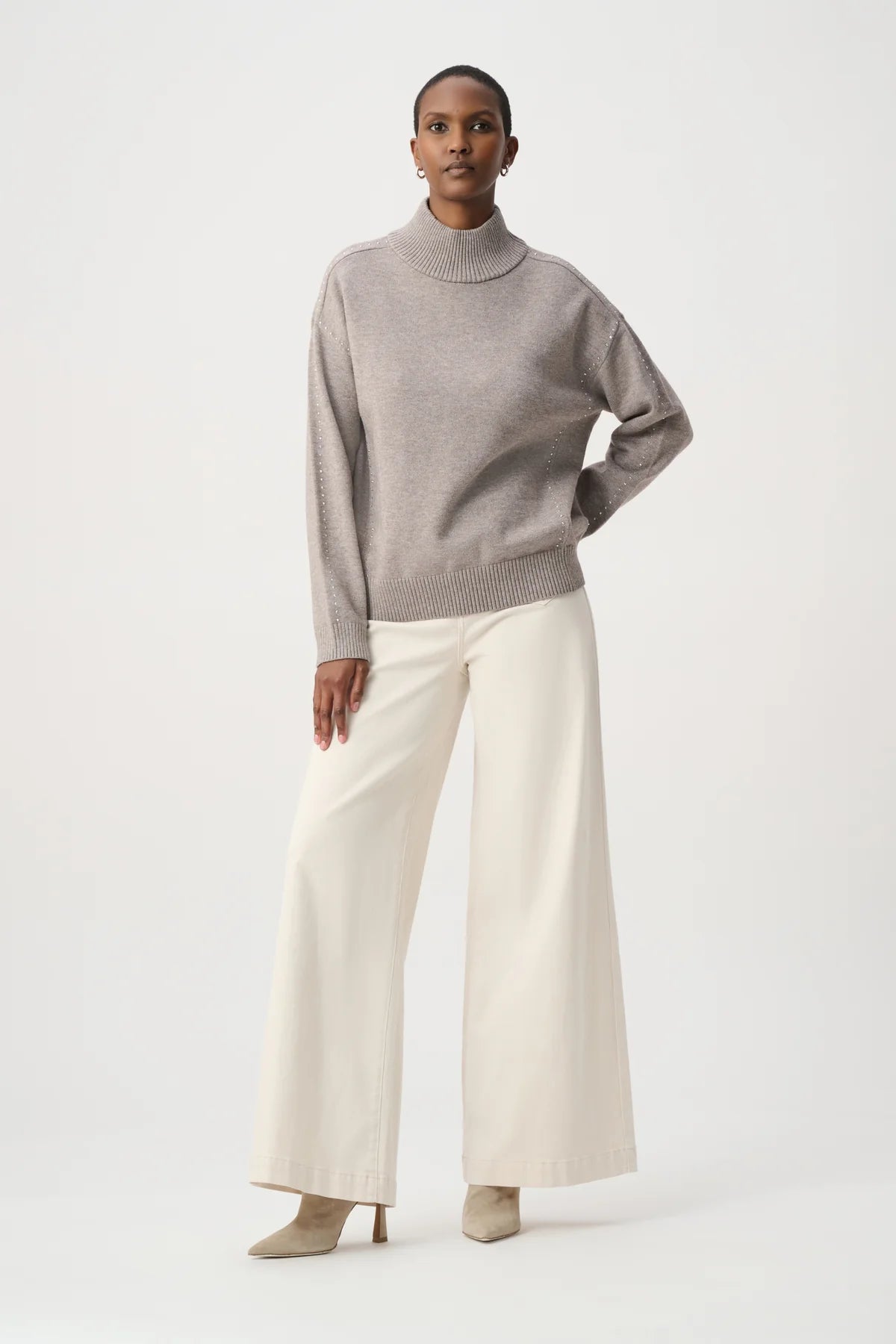 Embellished Mock-Neck Sweater