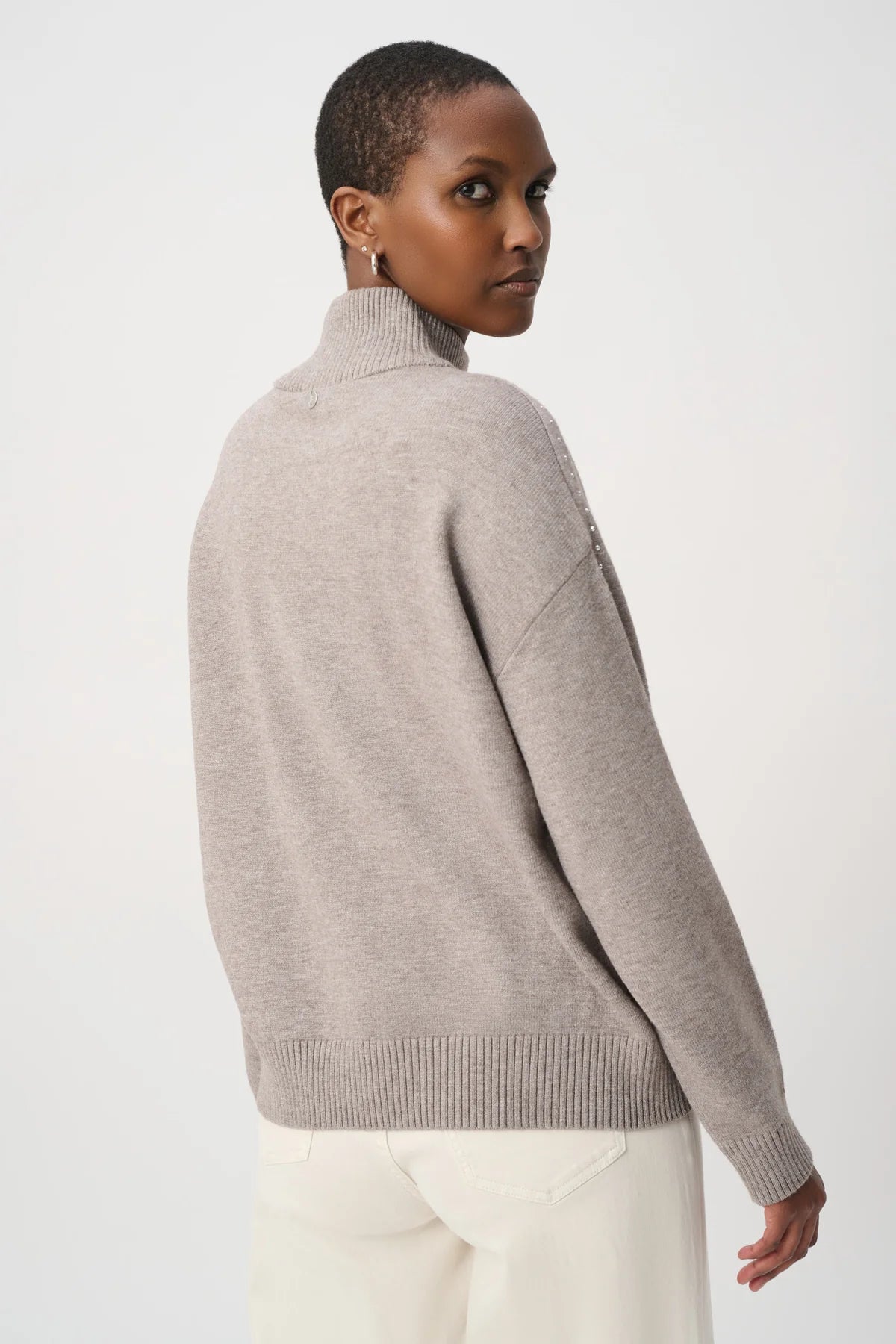 Embellished Mock-Neck Sweater