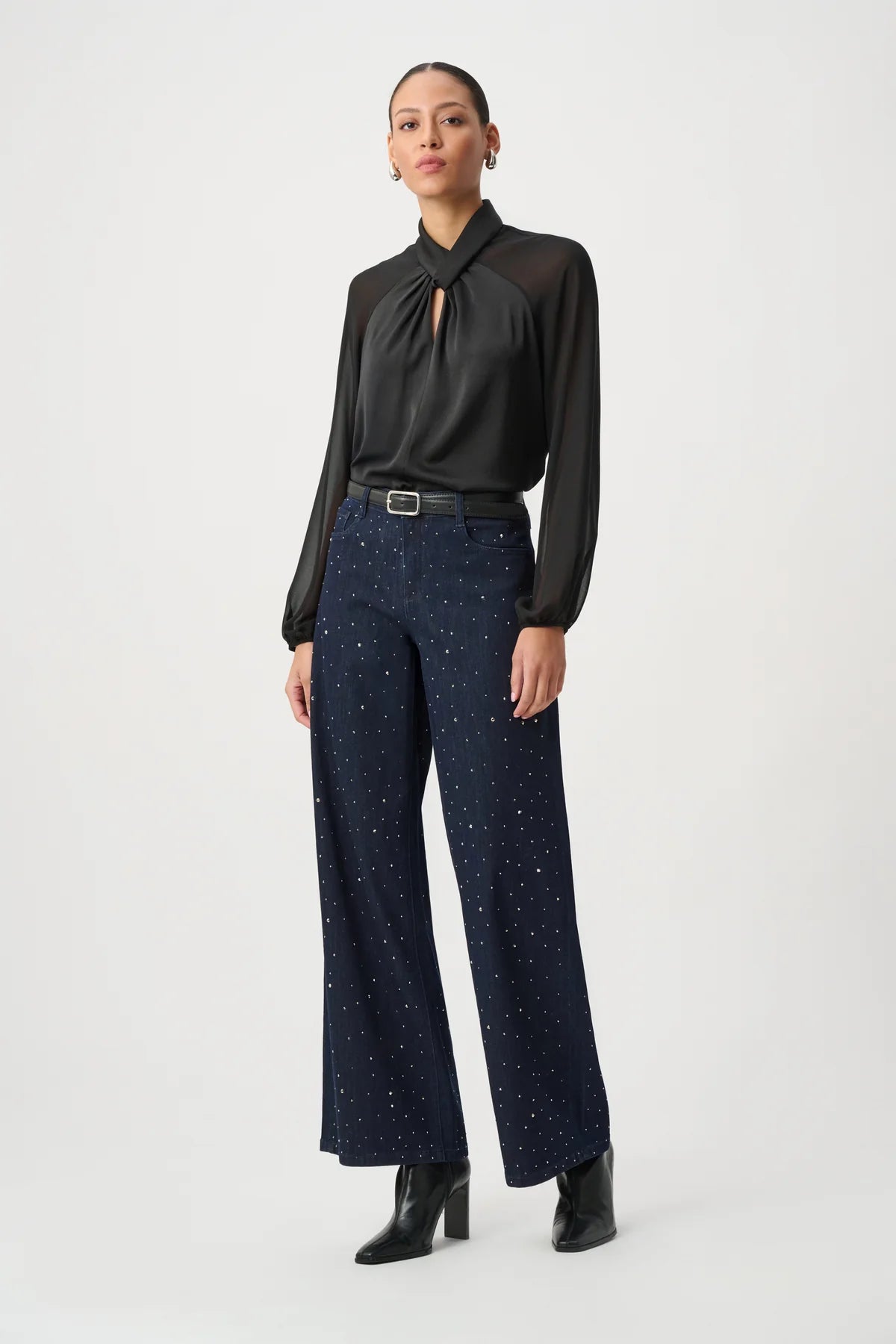 Rhinestone Wide-Leg Jeans