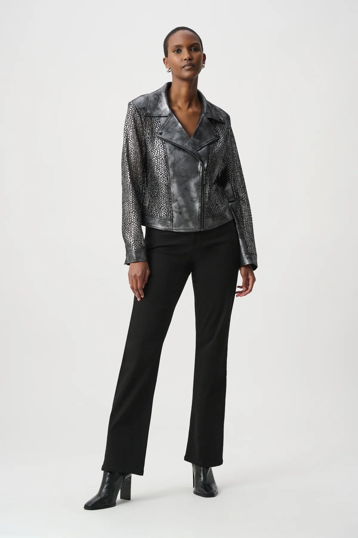Foiled Faux Suede Moto Jacket