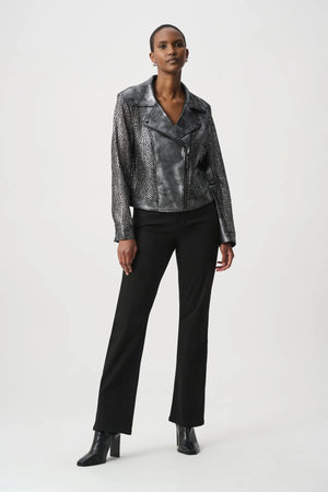 Foiled Faux Suede Moto Jacket