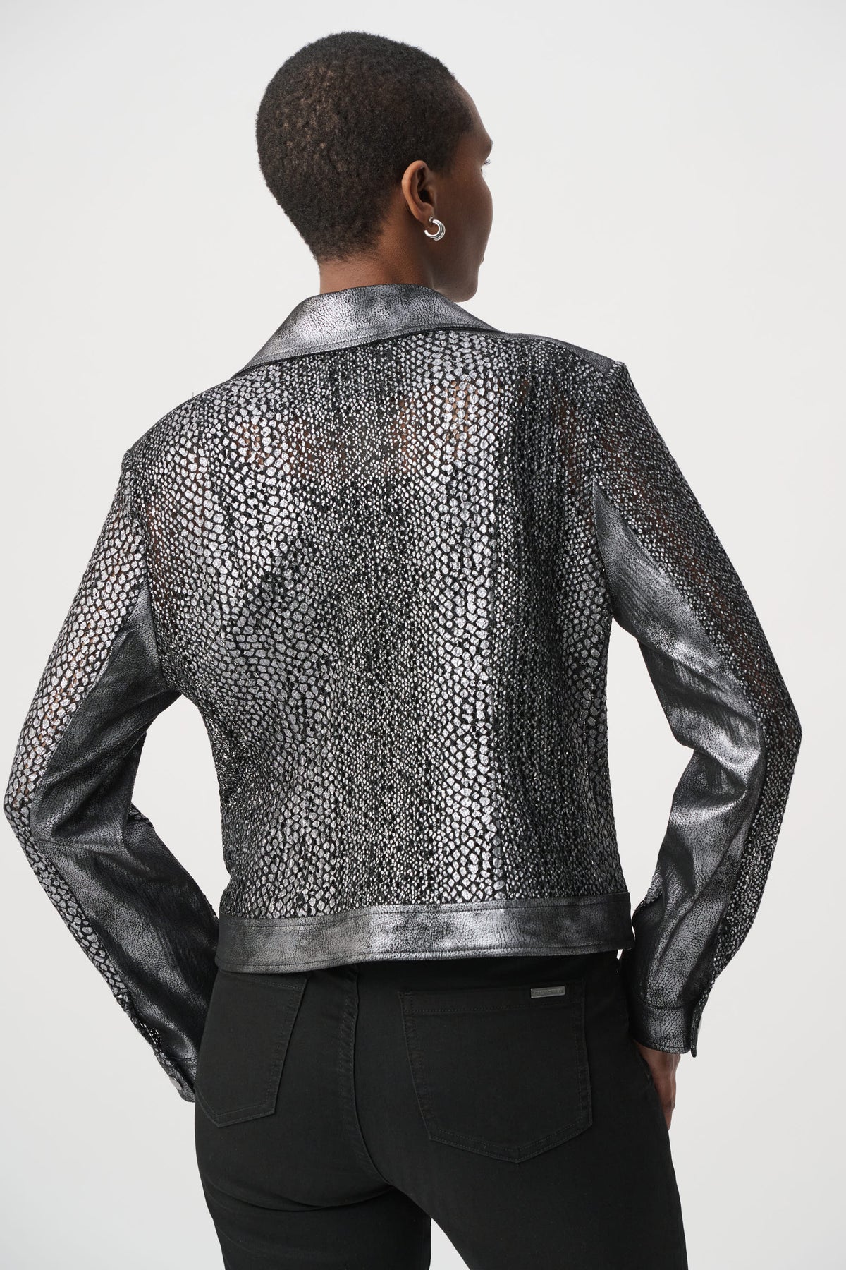 Foiled Faux Suede Moto Jacket