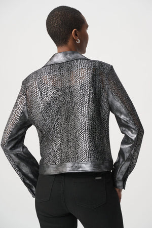 Foiled Faux Suede Moto Jacket