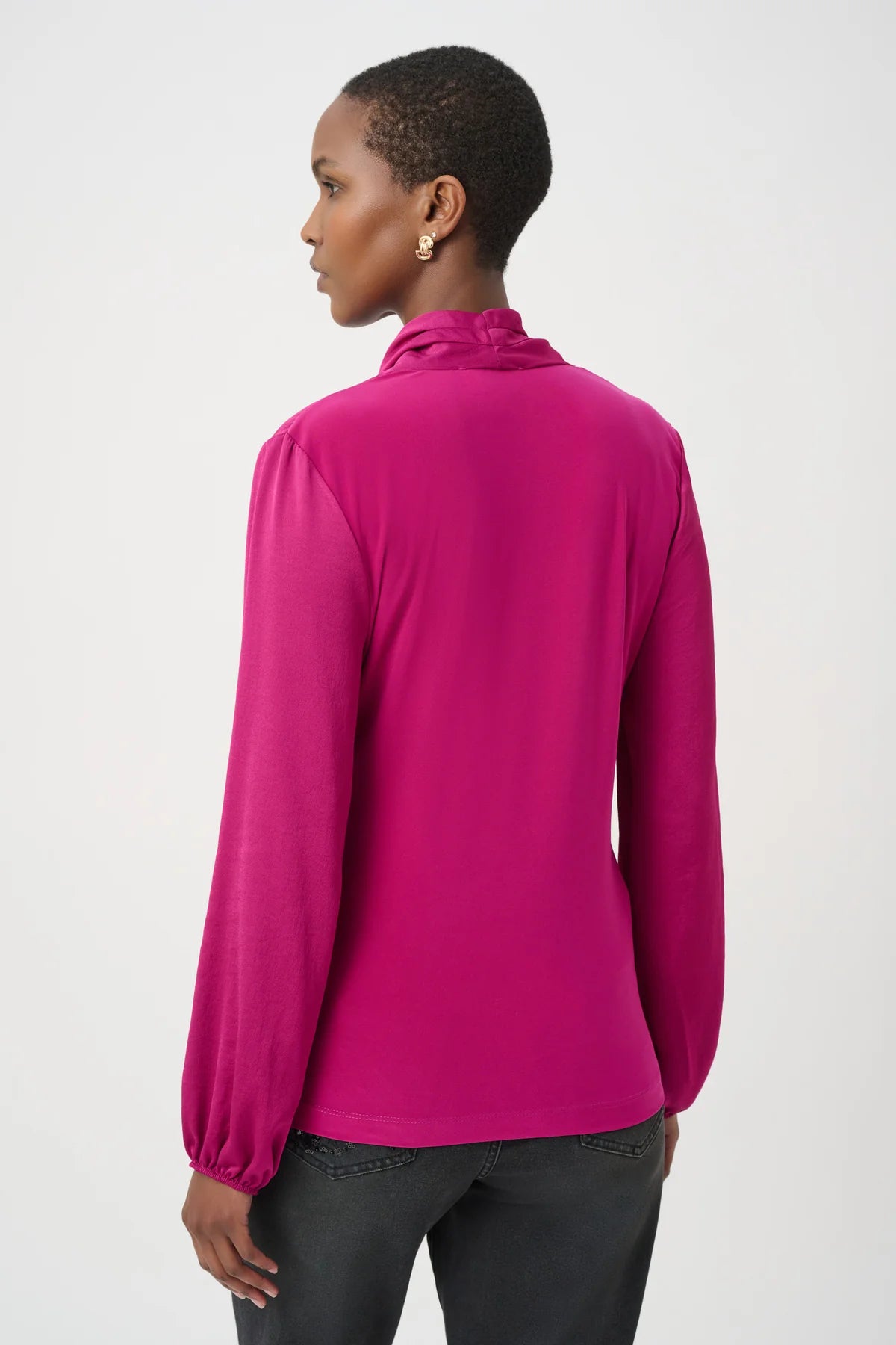 Satin Faux-Wrap Blouse