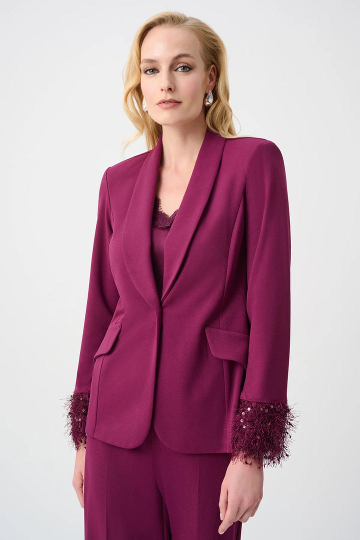 Fringe Cuff Fitted Blazer