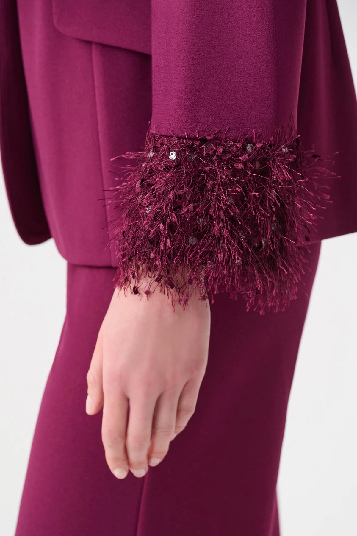 Fringe Cuff Fitted Blazer