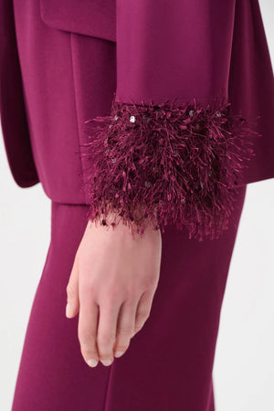 Fringe Cuff Fitted Blazer