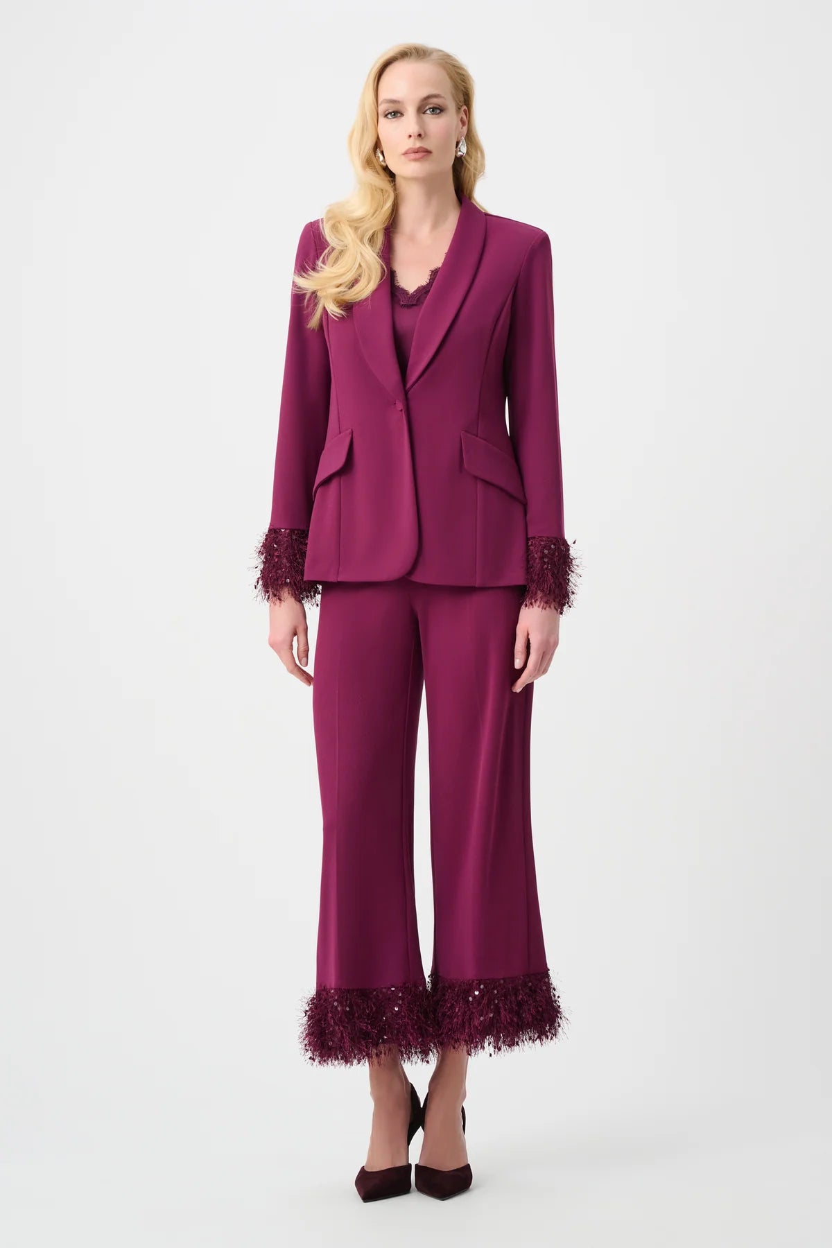 Fringe Cuff Fitted Blazer