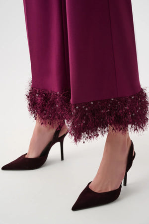Fringe Cuff Wide-Leg Pants