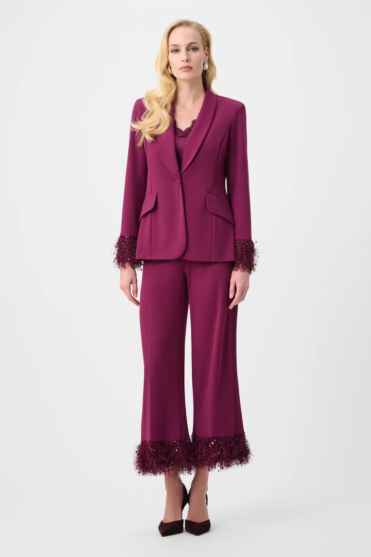 Fringe Cuff Wide-Leg Pants
