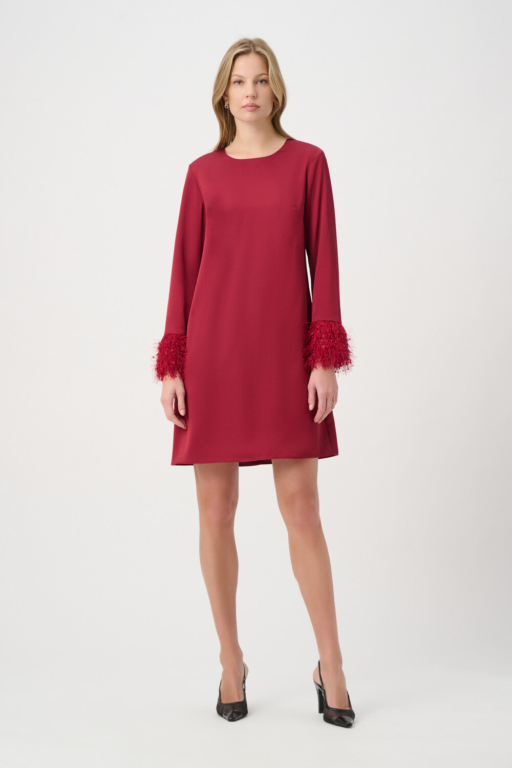 Feathered Mini Shift Dress
