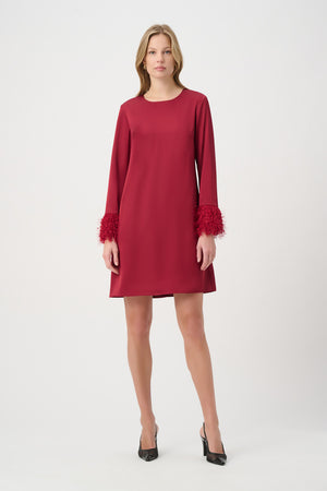 Feathered Mini Shift Dress