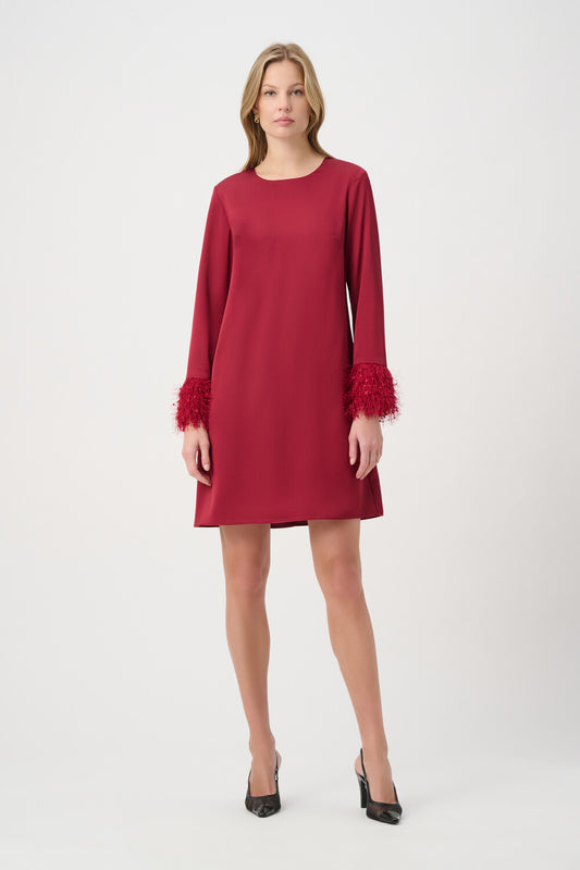 Feathered Mini Shift Dress