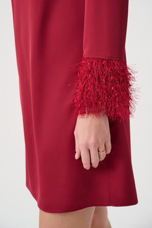 Feathered Mini Shift Dress