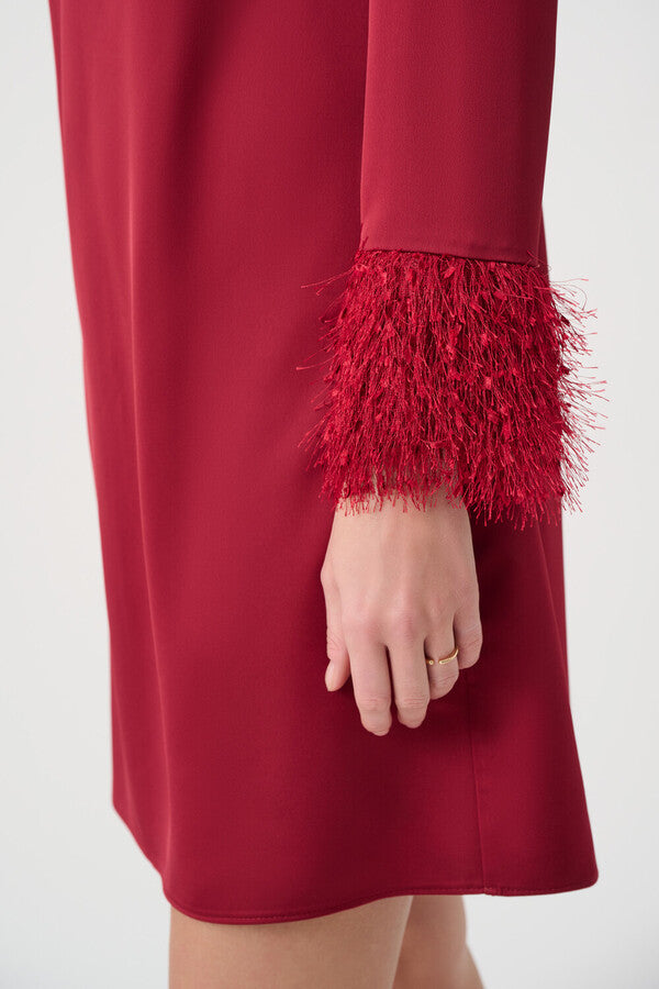 Feathered Mini Shift Dress