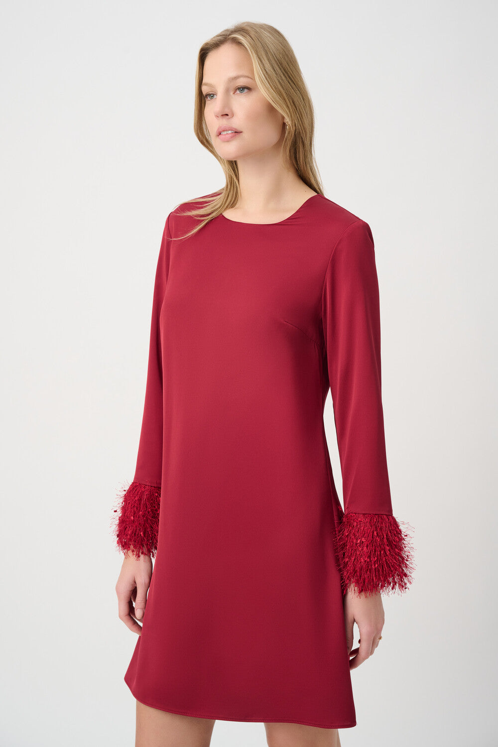 Feathered Mini Shift Dress
