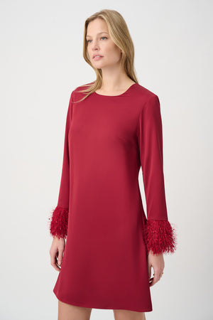 Feathered Mini Shift Dress