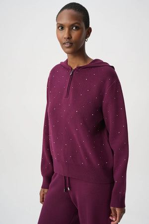 Embellished Hooded Pullover Sweater