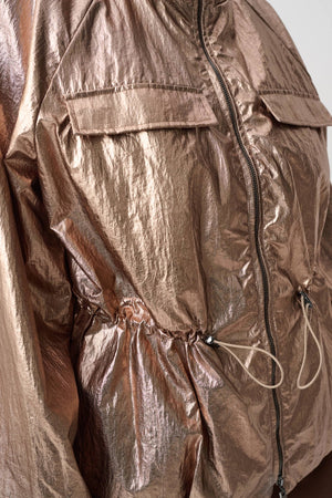 Metallic Nylon Cocoon Jacket