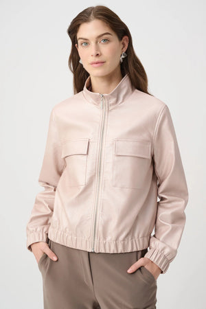 Metallic Leatherette Bomber Jacket