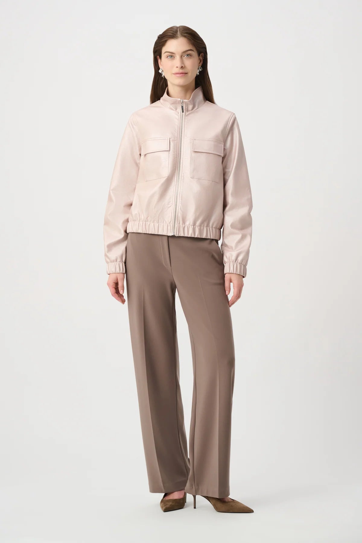 Metallic Leatherette Bomber Jacket