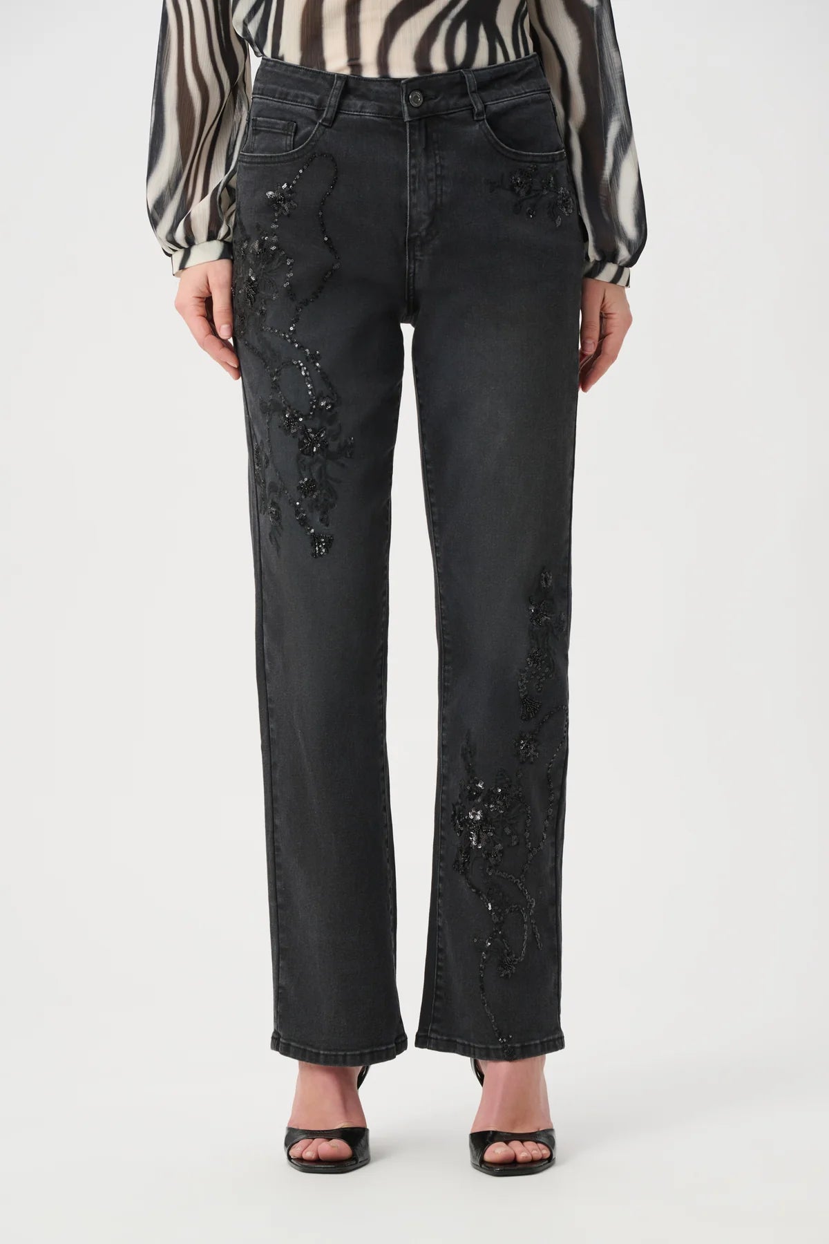 Sequin & Embroidered Bootcut Jeans.