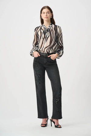 Sequin & Embroidered Bootcut Jeans