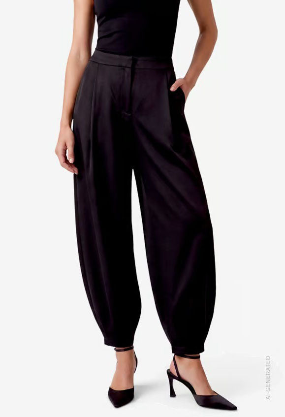 Satin Look Barrel Trousers