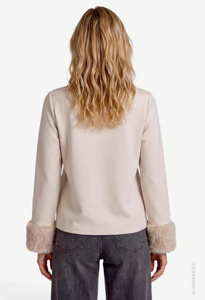 Sweatshirt With Faux Fur Cuff
