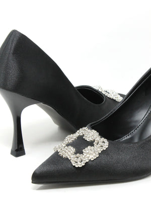 Satin Touch Diamante Heel