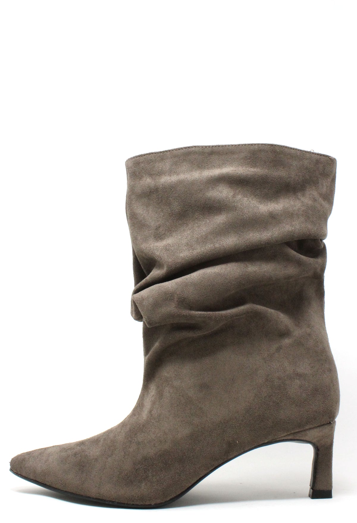 Faux Suede Ruched Ankle Boot