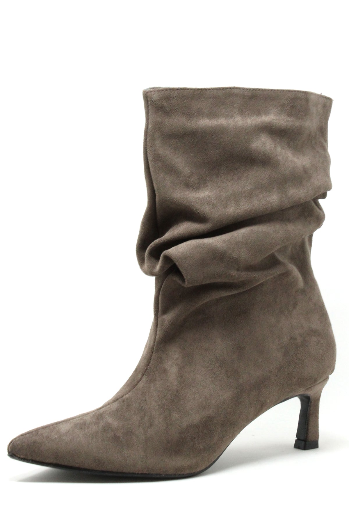 Faux Suede Ruched Ankle Boot