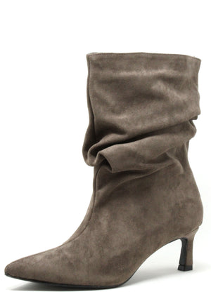 Faux Suede Ruched Ankle Boot