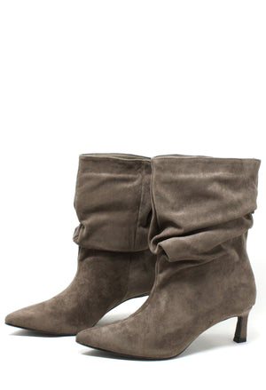 Faux Suede Ruched Ankle Boot