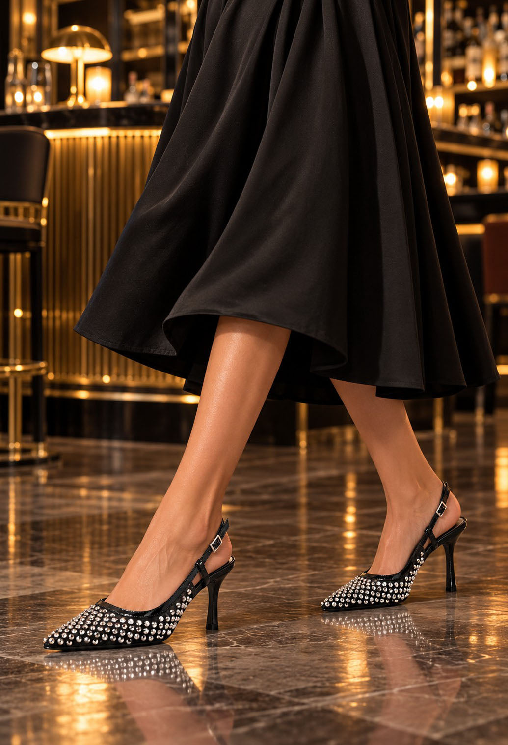 diamante sling back heel